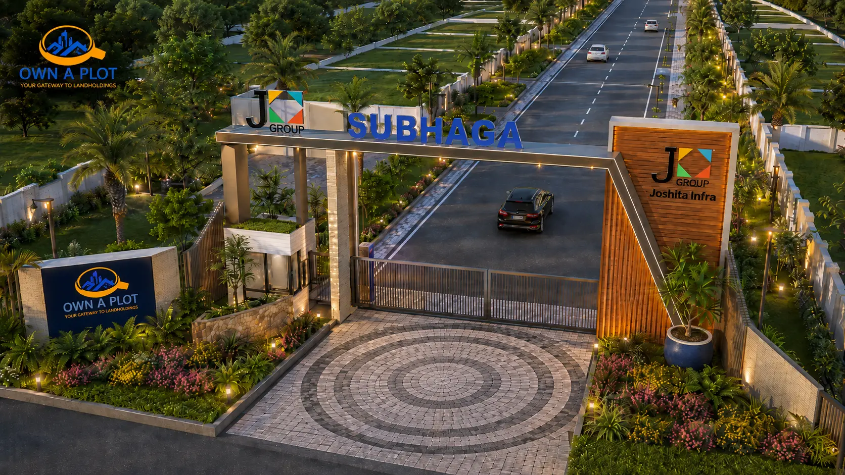 Aerial view of Subhaga residential plotted development in Nandikandi Sangareddy