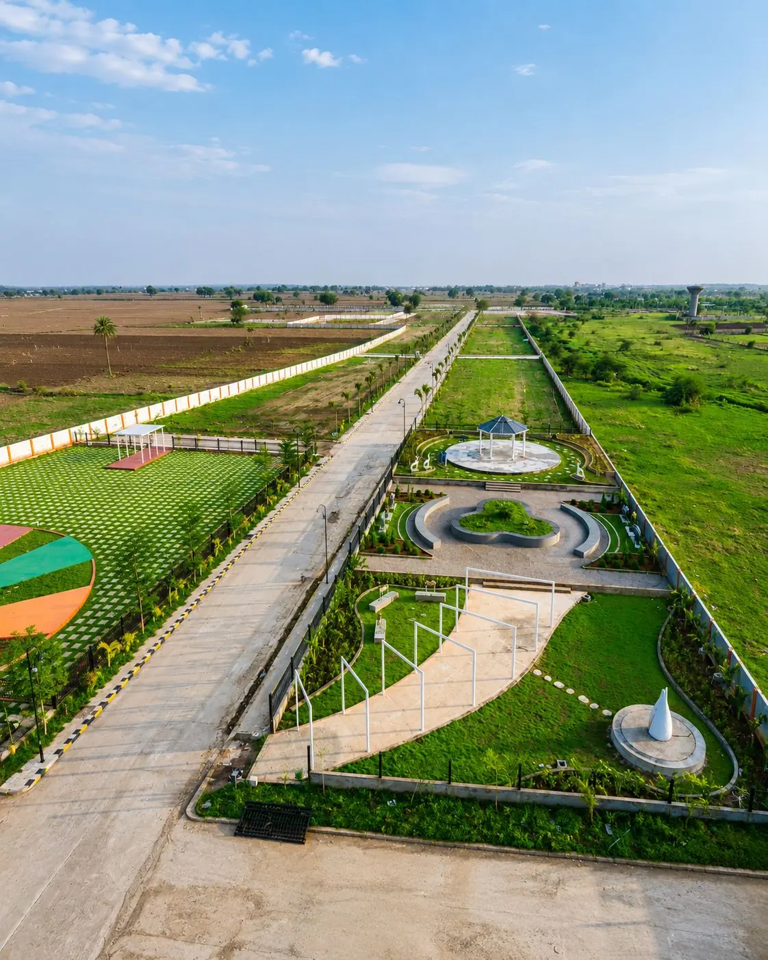 Full aerial site overview of Subhaga DTCP approved plots at Nandikandi
