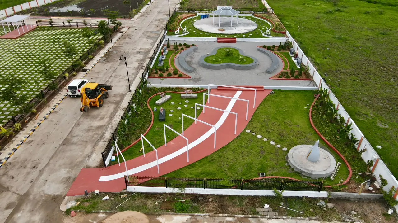 Landscaped amenity park in Subhaga gated community near Hyderabad