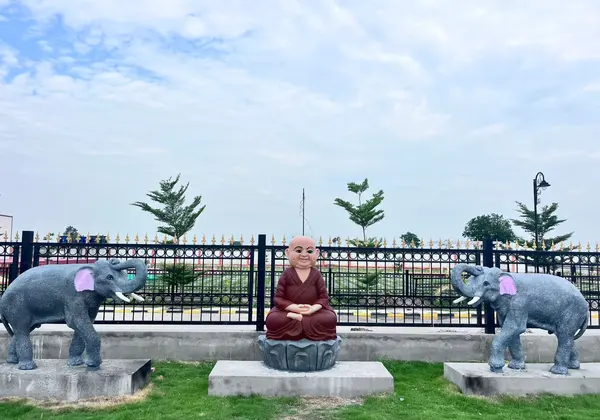 Landscaped garden at the Subhaga open plot project